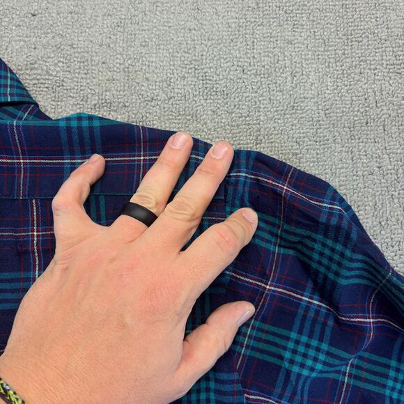 Vintage Pendleton Men's Button Up Shirt Blue/Green Medium Plaid 100% Virgin Wool - Picture 7 of 9